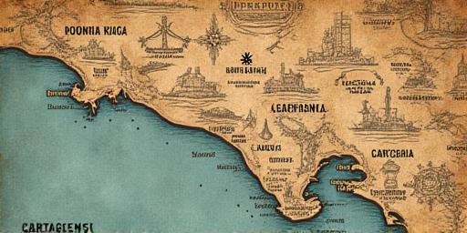 Arte mapa histórico Cartagena navegación