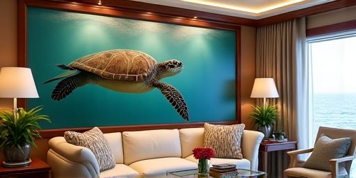 Arte vida marina tortuga salón yate
